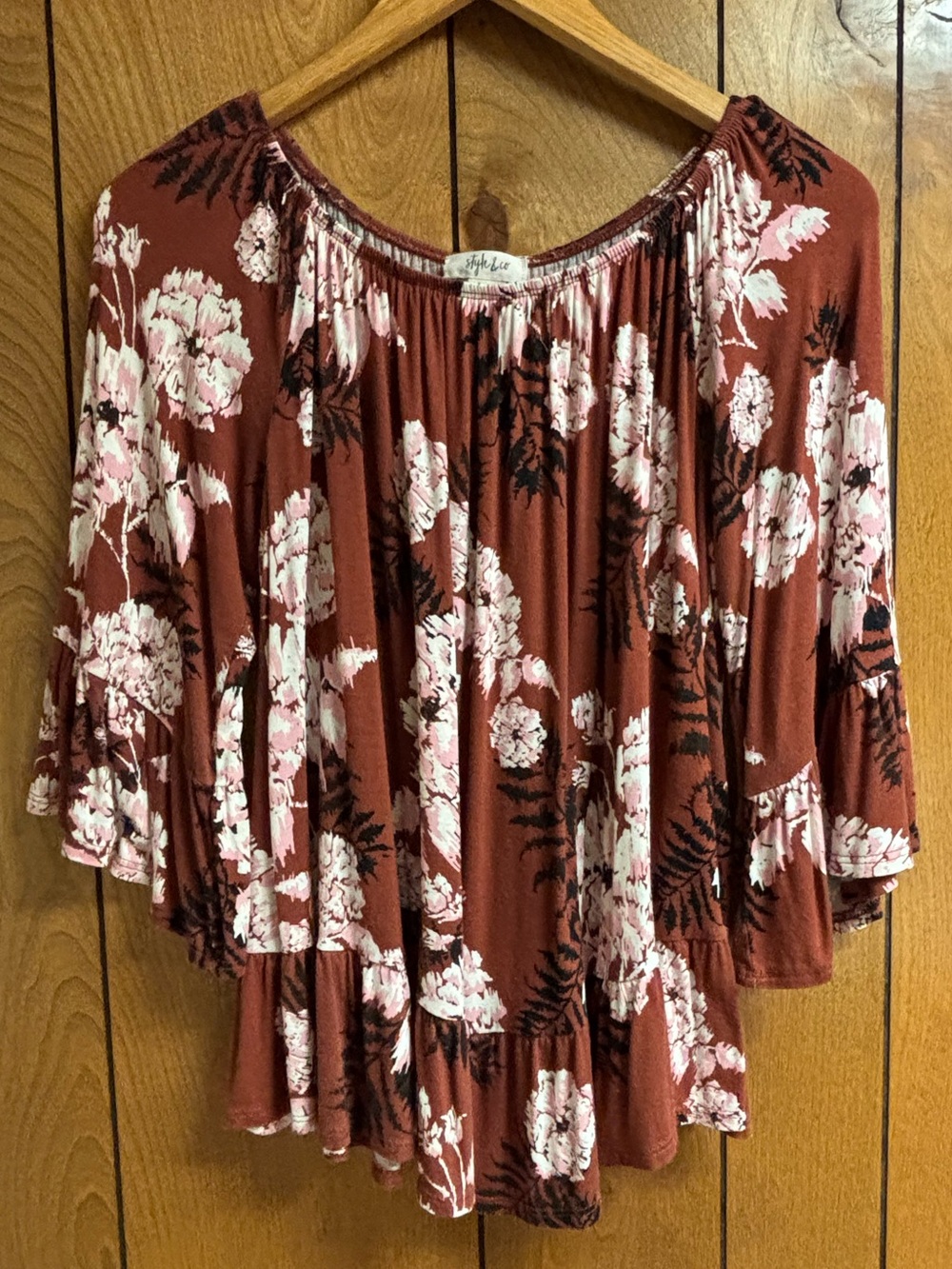 Style & Co. Rust Floral Tunic with Pink & Black Accents